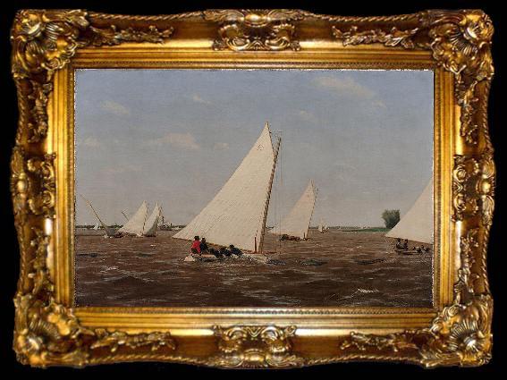 framed  Thomas Eakins Sailboats Racing on the Delaware, ta009-2